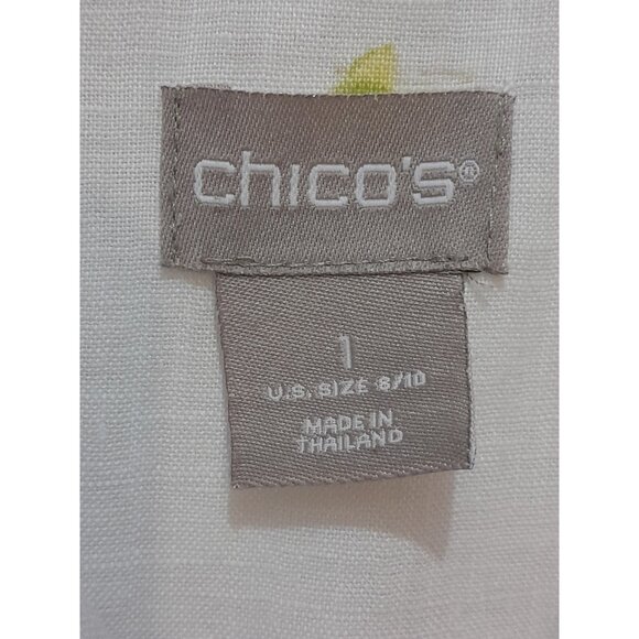 Vintage Chicos No Iron Linen Cocktail Hour Vacation Size 8/10 Button-Down Shirt - Picture 3 of 7
